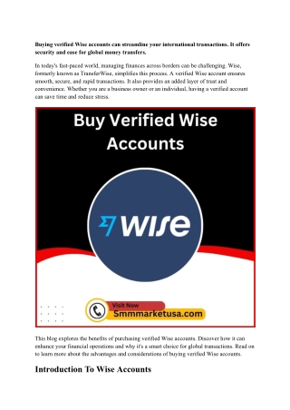 Get Trusted Verified Wise Accounts for Fast & Low-Cost Payments