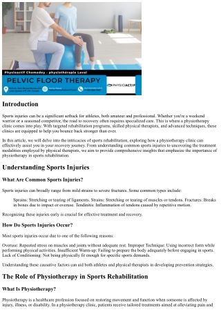 Sports Rehabilitation: How a Physiotherapy Clinic Can Get You Back in the Game