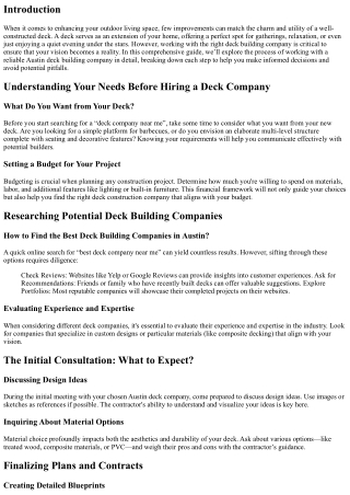 “The Process of Working with a Reliable Austin Deck Building Company”