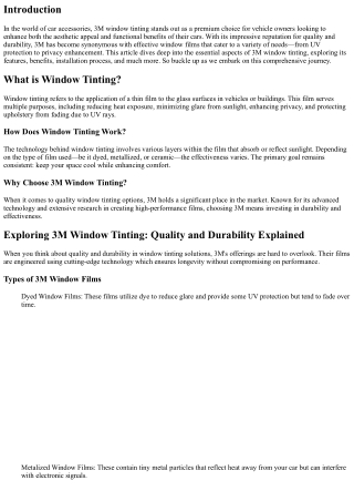 Exploring 3M Window Tinting: Quality and Durability Explained