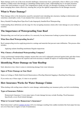 “Navigating Insurance Claims After Water Damage on Your Rooftop”
