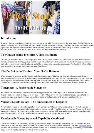 Guys's Fashion Focus: Important Things Every Guy Ought To Own