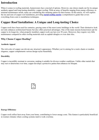 Copper Roof Installation: A Unique and Long-lasting Choice