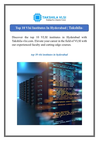Top 10 Vlsi Institutes In Hyderabad | Takshila-vlsi.com
