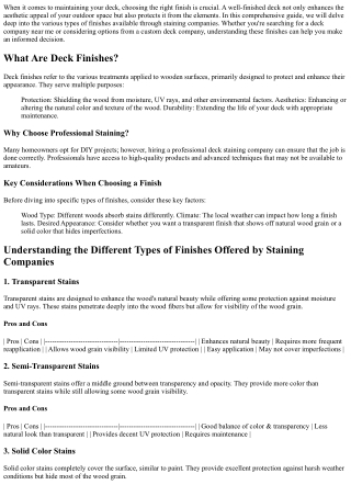 “Understanding the Different Types of Finishes Offered by Staining Companies”