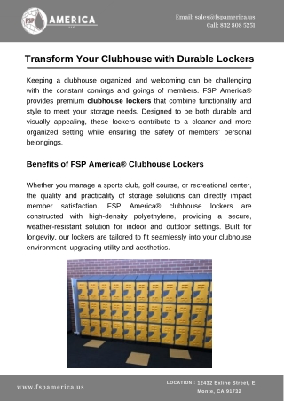 Transform Your Clubhouse with Durable Lockers