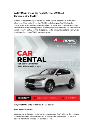 AutoTRANZ Cheap Car Rental Services Without Compromising Quality