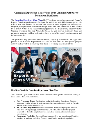 Canadian Experience Class Visa: Your Ultimate Pathway to Permanent Residency