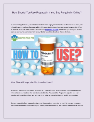 How should you use pregabalin if you buy Pregabalin online