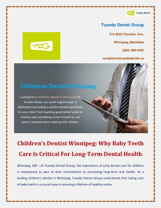 Children’s Dentist Winnipeg Why Baby Teeth Care Is Critical For Long-Term Dental Health