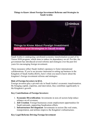 Investment Reforms Saudi Arabia