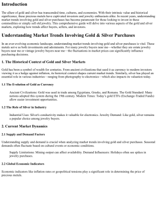 “Understanding Market Trends Involving Gold & Silver Purchases”