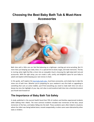 Choosing the Best Baby Bath Tub & Must-Have Accessories