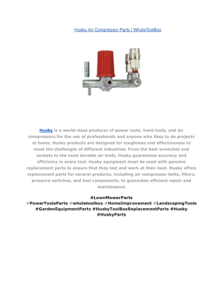 Husky Air Compressor Parts _ WholeToolBox