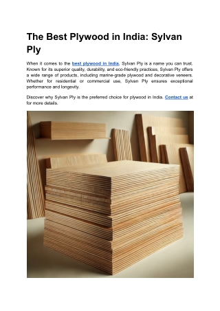 The Best Plywood in India_ Sylvan Ply