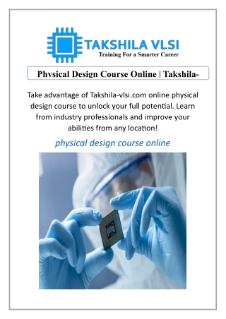 Physical Design Course Online | Takshila-vlsi.com