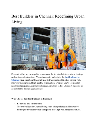 Best Builders in Chennai_ Redefining Urban Living