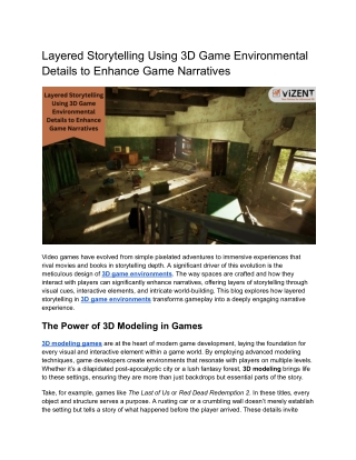 Layered Storytelling Using 3D Game Environmental Details to Enhance Game Narratives