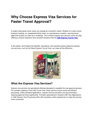 Why Choose Express Visa Services for Faster Travel Approval