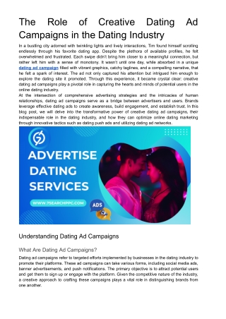 The Role of Creative Dating Ad Campaigns in the Dating Industry