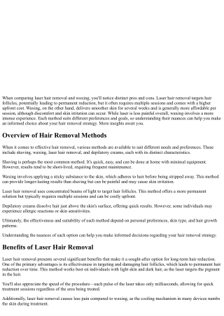 Pros and Cons of Laser Hair Removal Versus Waxing