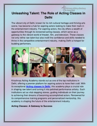 Acting Classes in Delhi