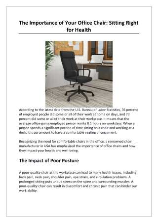 The Importance of Your Office Chair