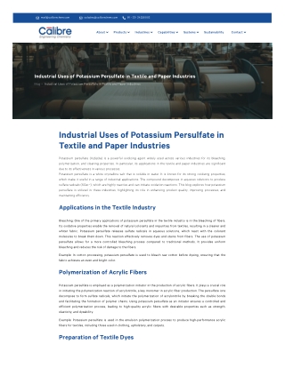 Transforming Paper Production with Potassium Persulfate