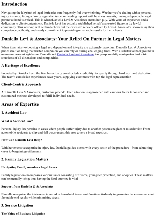 Daniella Levi & Associates: Your Relied On Companion in Legal Issues