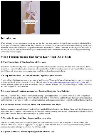 Men's Fashion Trends That Never Ever Go Out of Design