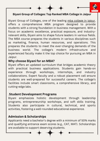 Biyani Group of Colleges: Top Ranked MBA College in Jaipur