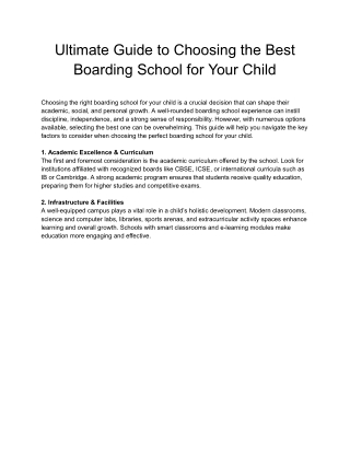 Ultimate Guide to Choosing the Best Boarding School for Your Child