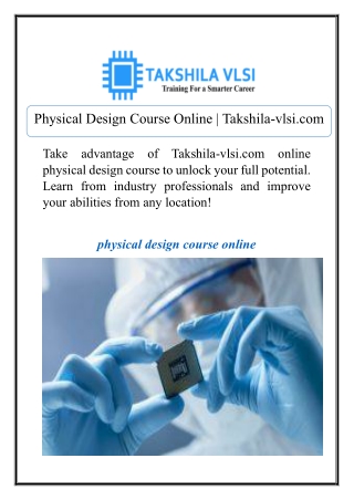 Physical Design Course Online | Takshila-vlsi.com
