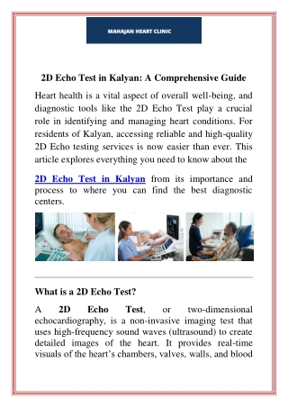 2D Echo Test in Kalyan A Comprehensive Guide