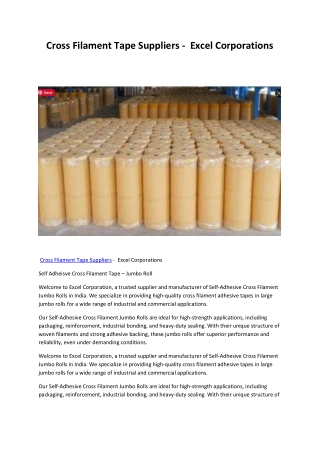 Cross Filament Tape Suppliers