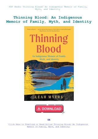 PDF Books Thinning Blood An Indigenous Memoir of Family  Myth  and Identity