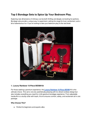 Top 5 Bondage Sets to Spice Up Your Bedroom Play.