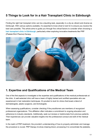 5 Things to Look for in a Hair Transplant Clinic in Edinburgh