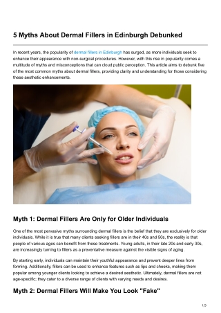 5 Myths About Dermal Fillers in Edinburgh Debunked