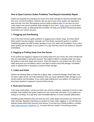 How to Spot Common Gutter Problems That Require Immediate Repair
