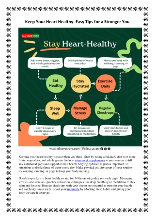 Keep Your Heart Healthy: Easy Tips for a Stronger You