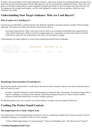 “Effective Email Campaigns To Reach Potential Cash Buyers For Your Land”