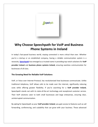 VOIP Provider in Ireland | Cloud Phone Systems | Speechpath