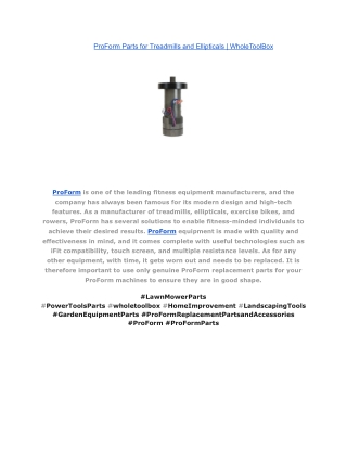 ProForm Parts for Treadmills and Ellipticals _ WholeToolBox