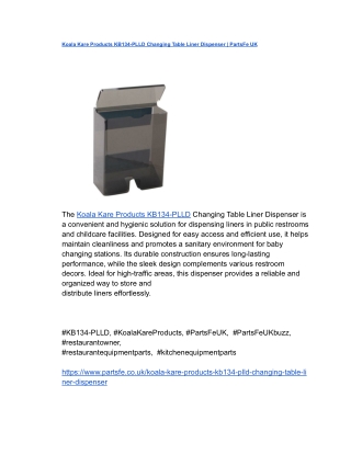 Koala Kare Products KB134-PLLD Changing Table Liner Dispenser _ PartsFe UK