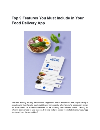 Top 9 Features You Must Include in Your Food Delivery App