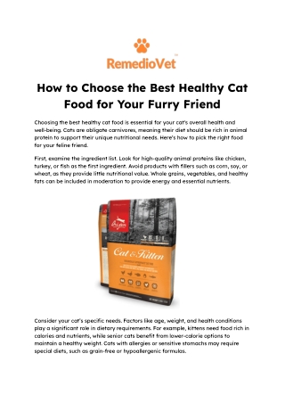 How to Choose the Best Healthy Cat Food for Your Furry Friend