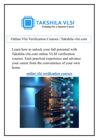 Online Vlsi Verification Courses | Takshila-vlsi.com