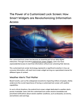 The Power of a Customized Lock Screen_ How Smart Widgets are Revolutionizing Information Access