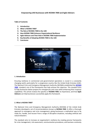 Empowering UAE Businesses with NCEMA 7000 and Agile Advisors